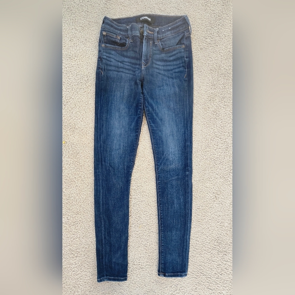 Express Dark Wash Jegging Size 0 Regular - Picture 2 of 6
